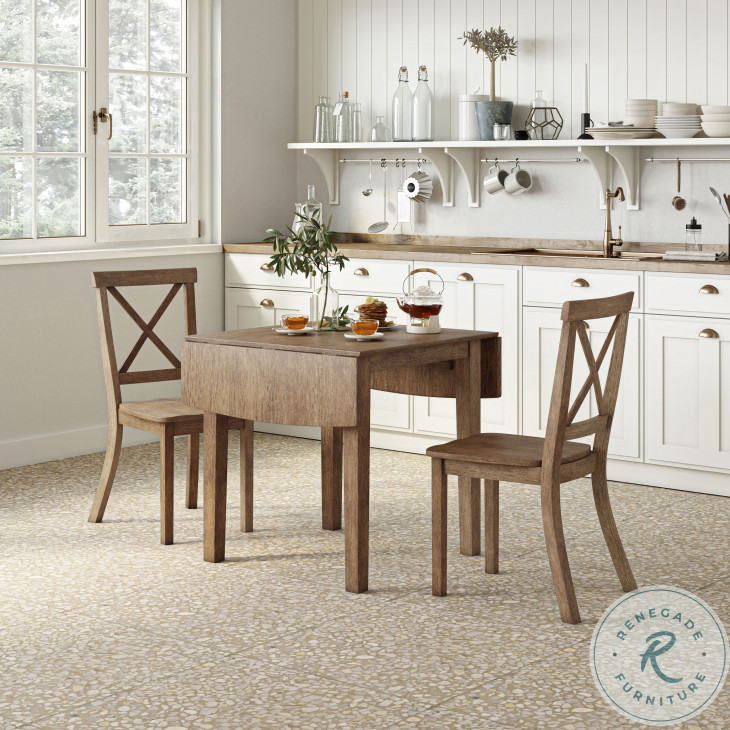 Eastern Tides Distressed Brushed Bisque Coastal Drop Leaf Extendable