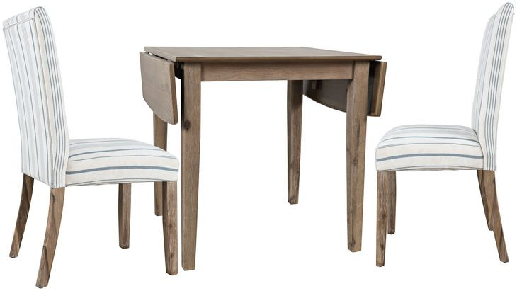 Eastern Tides Brown and Blue Stripe Upholstered 3 Piece Dining Set