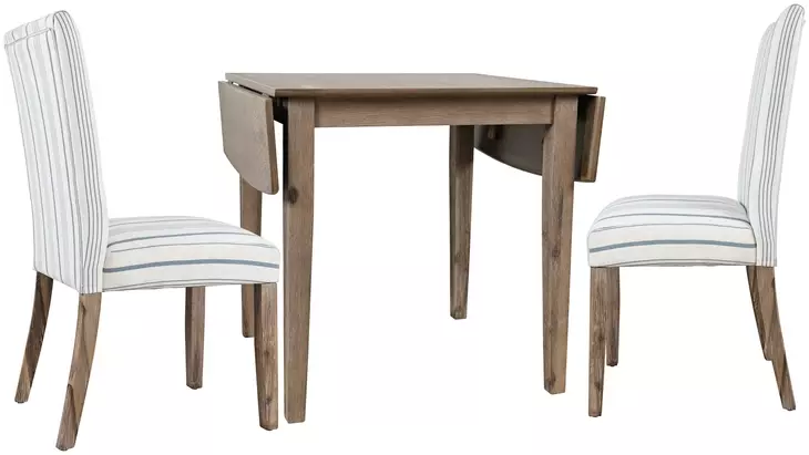 Eastern Tides Brown and Blue Stripe Upholstered 3 Piece Dining Set