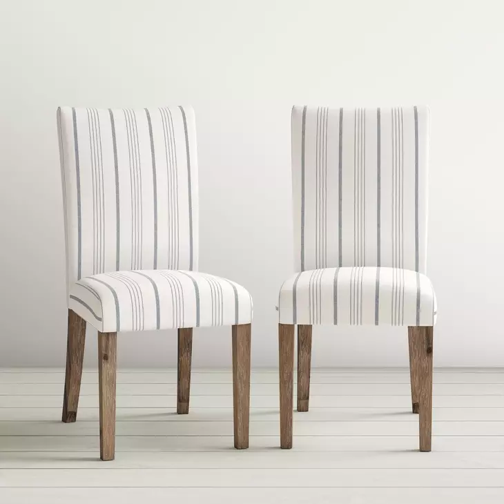 Eastern Tides Brown and Blue Stripe Upholstered 3 Piece Dining Set