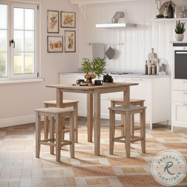 Eastern Tides Distressed Brushed Bisque Coastal Drop Leaf Extendable