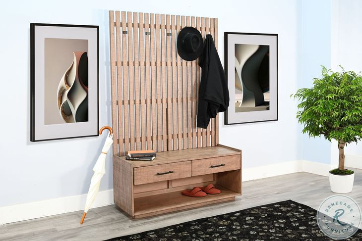 Cozy Luxe Natural Bench Hall Tree