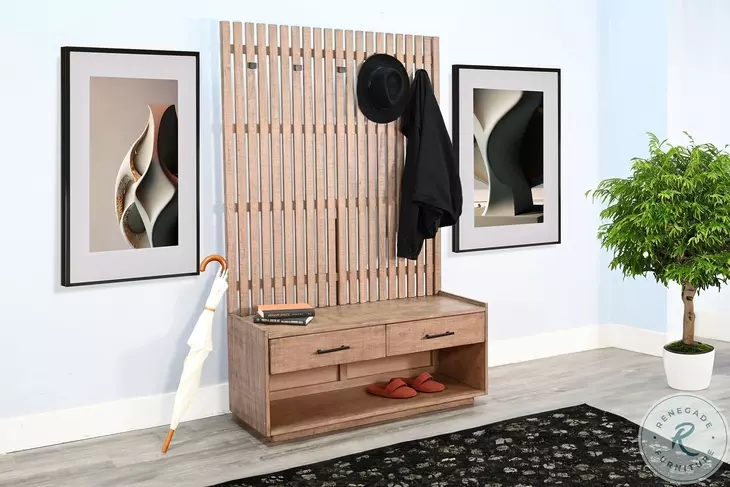 Cozy Luxe Natural Bench Hall Tree