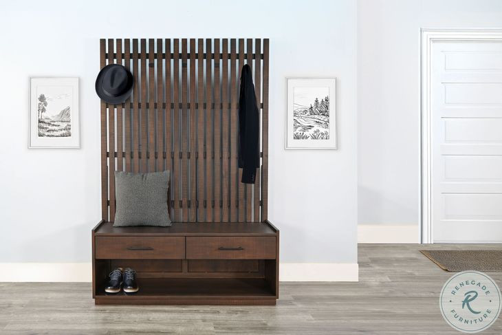 Eliza Haven Dark Brown 72" Hall Tree with Bench