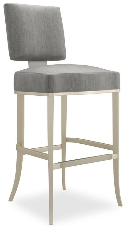 Reserved Seating Pewter Upholstered Bar Stool