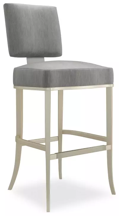 Reserved Seating Pewter Upholstered Bar Stool