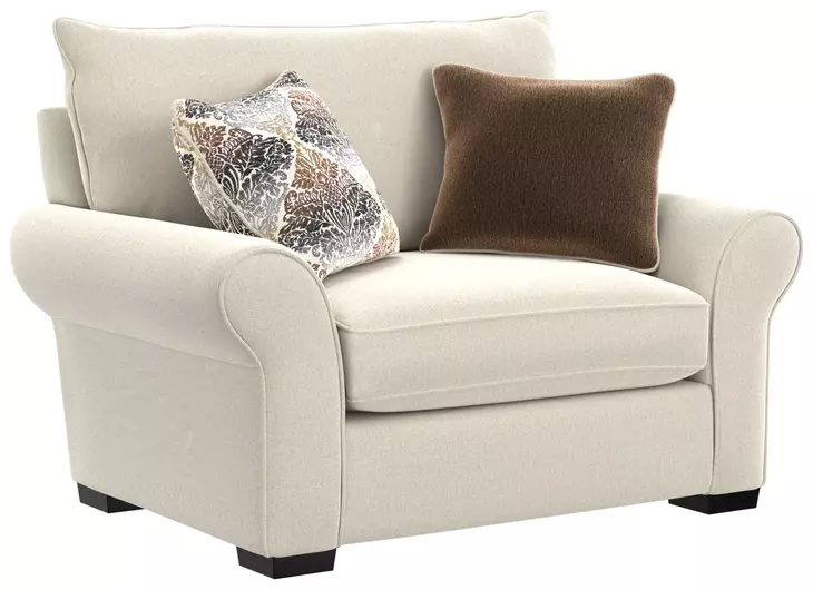 Alden Linen Upholstered Chair and A Half with Pillows