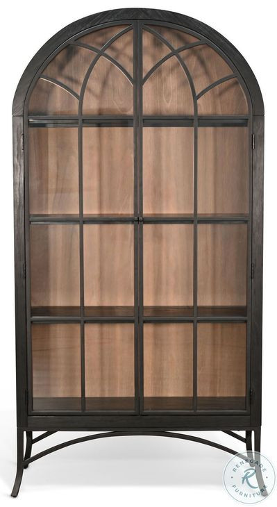 Whimora Black 2 Glass Door Display Cabinet