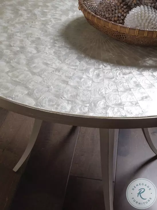 Signature Designs Champagne Silver Foil Capiz Round Dining Table