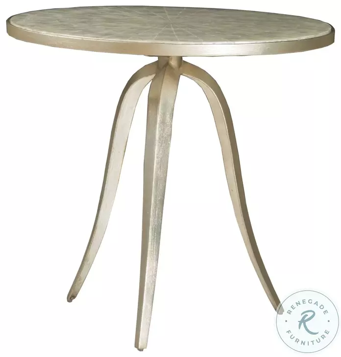 Signature Designs Champagne Silver Foil Capiz Round Occasional Table Set