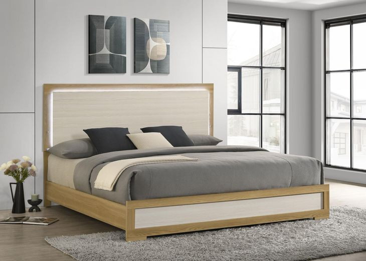 Hyland Natural King Upholstered Panel Bed