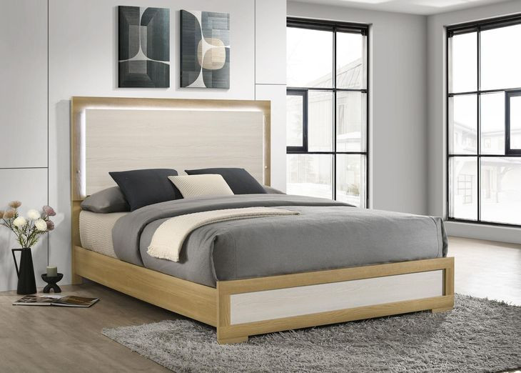 Hyland Natural Queen Upholstered Panel Bed