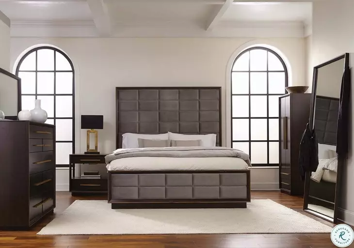 Durango Smoked Peppercorn Queen Upholstered Panel Bed