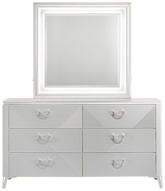 Cassia White 6 Drawer Dresser with Mirror and LED Light From Coaster  Furniture | Coleman Furniture