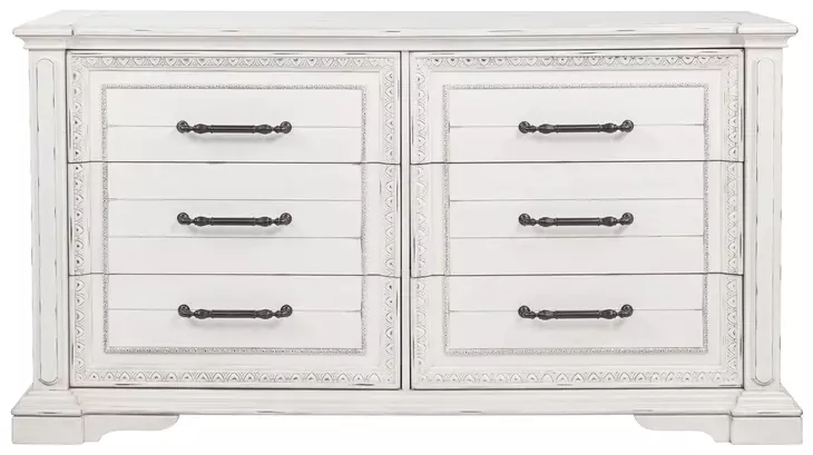 McKinney Vintage White 6 Drawer Dresser