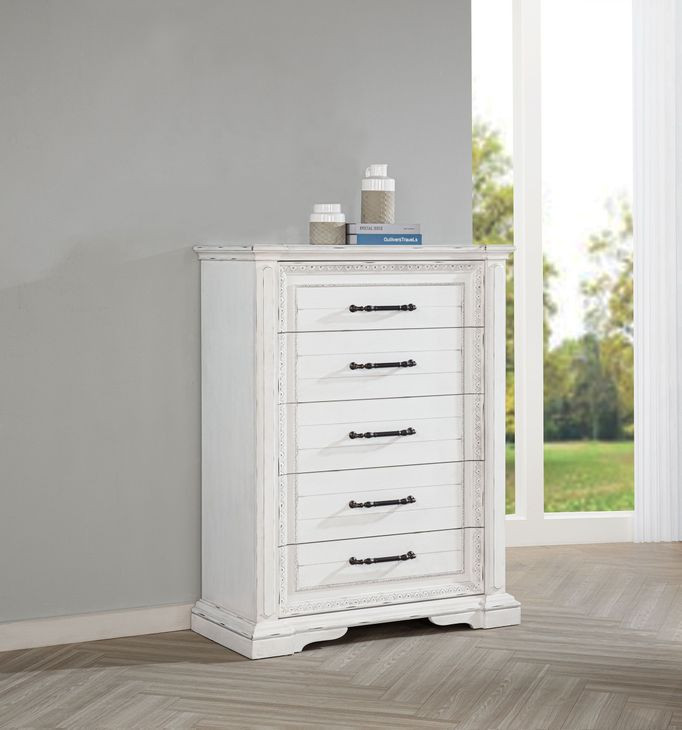 McKinney Vintage White 5 Drawer Chest