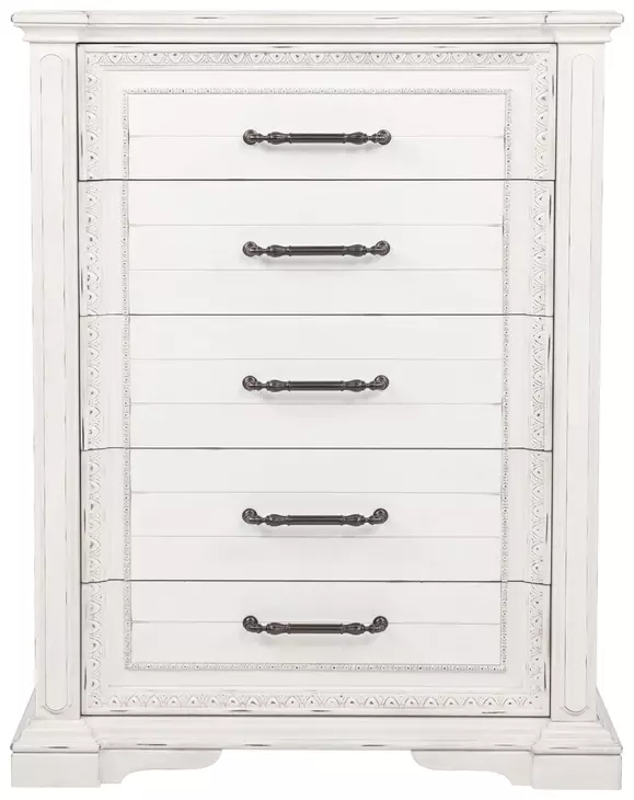 McKinney Vintage White 5 Drawer Chest