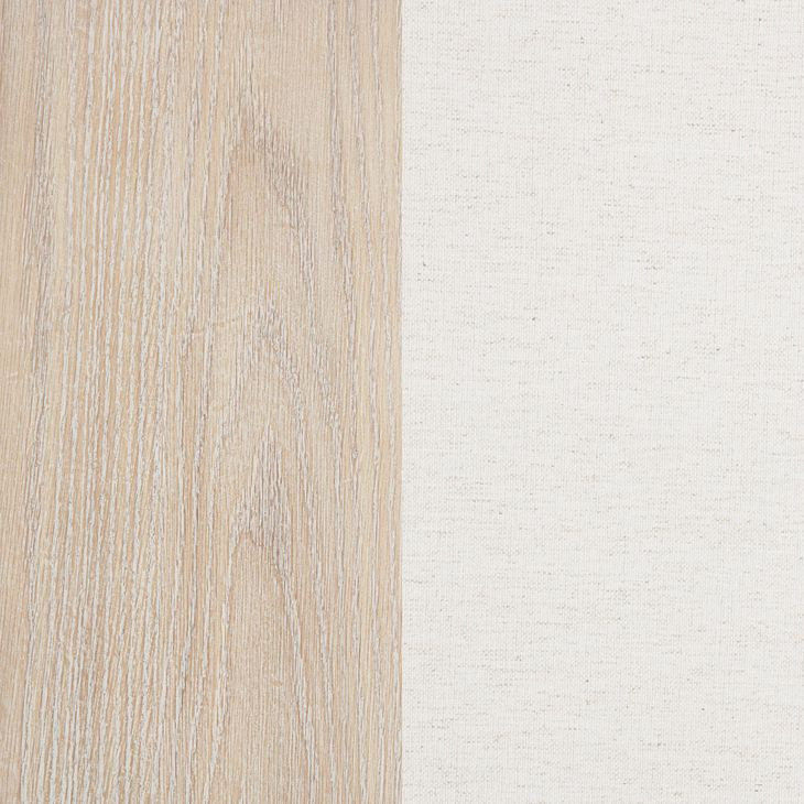 Pembroke Washed Oak and Cream King Upholstered Panel Bed with Nailhead Trim