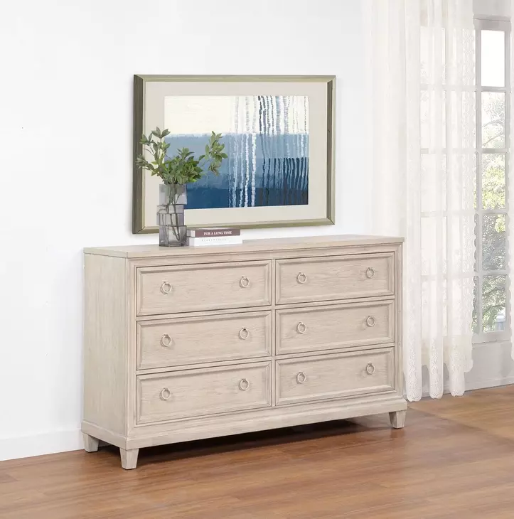 Pembroke Washed Oak 6 Drawer Dresser