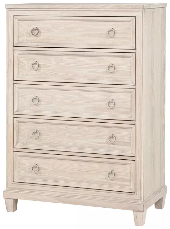 Pembroke Washed Oak and Cream Upholstered Panel Bedroom Set with Nailhead Trim