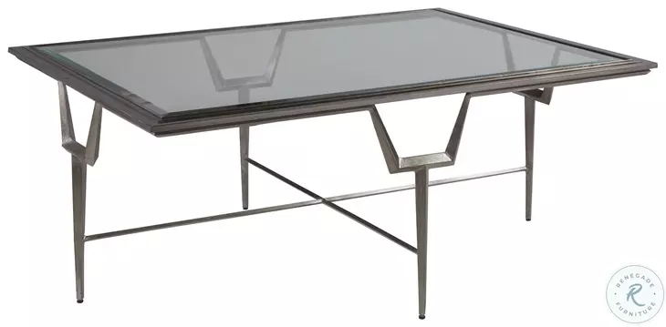 Signature Designs Antiqued Silver Leaf Voila Rectangular Cocktail Table