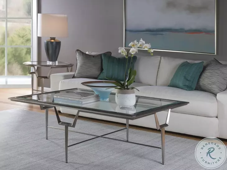 Signature Designs Antiqued Silver Leaf Voila Rectangular Cocktail Table