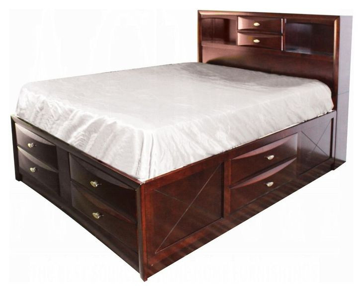 Ireland Espresso Queen Bookcase and Storage Bed