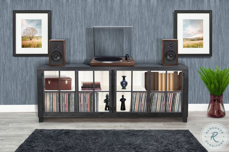 Maple Haze Black Ryan Industrial 4 Door Long Accent Cabinet