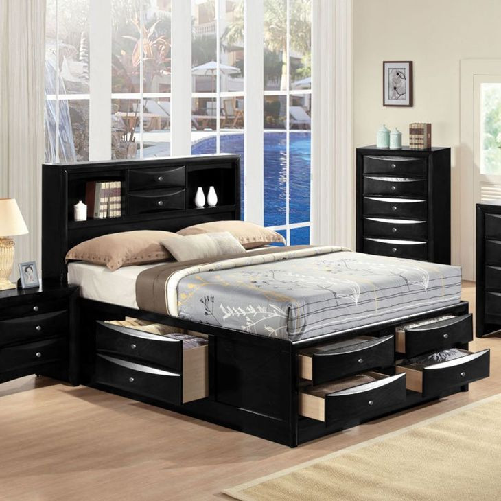 Ireland Black Full Storage Platform Bed