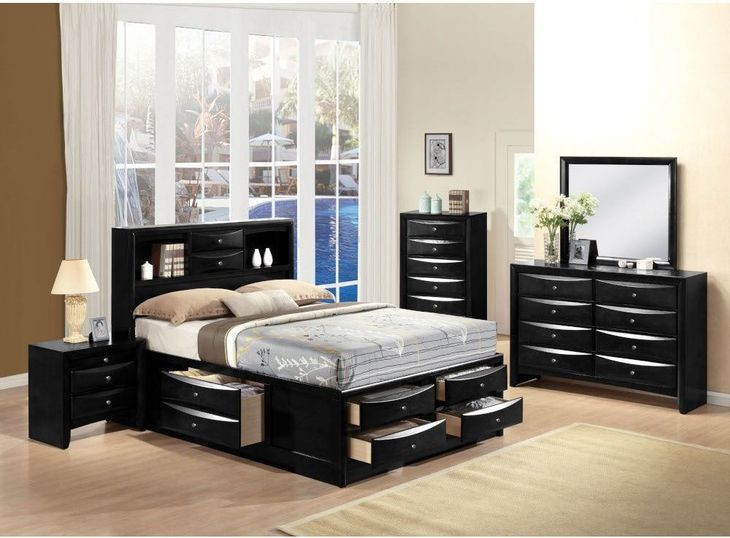 Ireland Black Full Storage Platform Bed