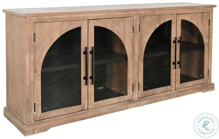 Wrenvale Natural Arched 4 Glass Door Accent Cabinet
