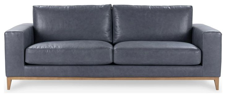 Donovan Mystic Blue Leather 94" Sofa