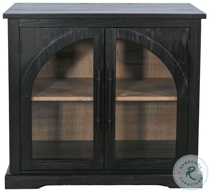 Wrenvale Natural Arched 4 Glass Door Storage Cabinet
