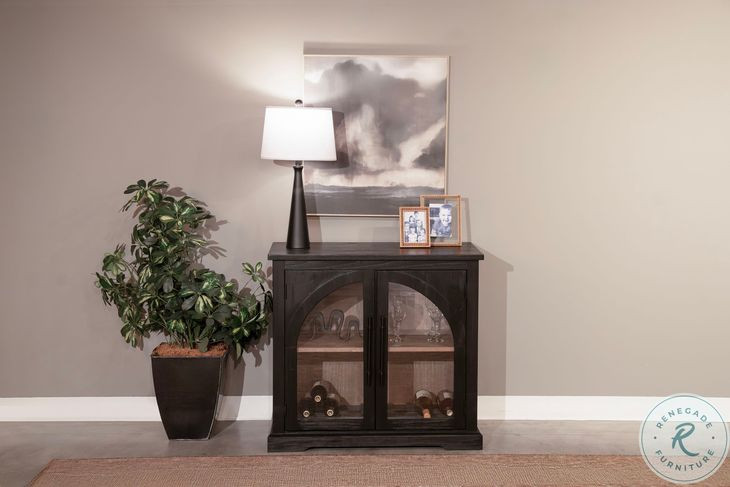 Wrenvale Natural Arched 4 Glass Door Storage Cabinet