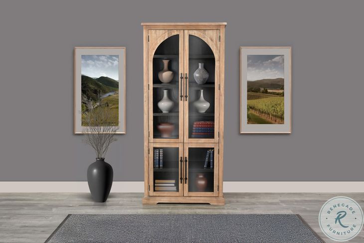 Wrenvale Natural Arched 78" Glass Door Accent Cabinet