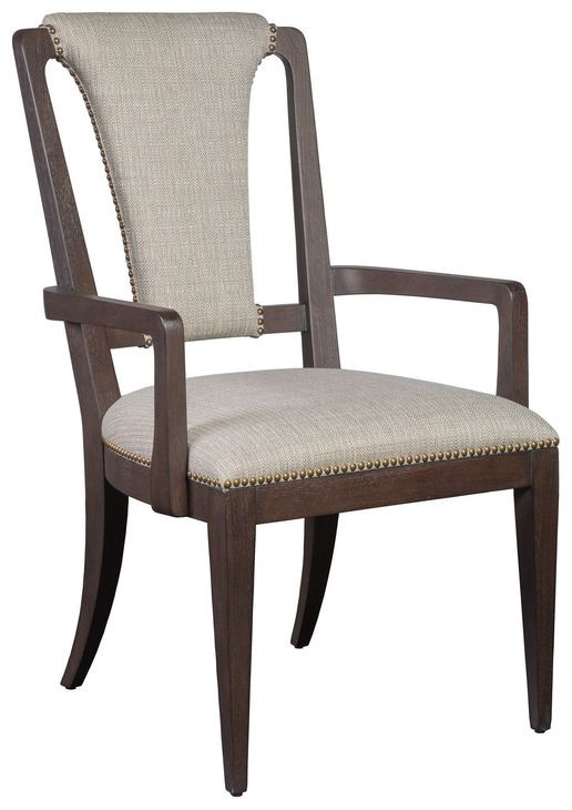 Verbatim Beige Performance Fabric Arm Chair with Nailhead Trim