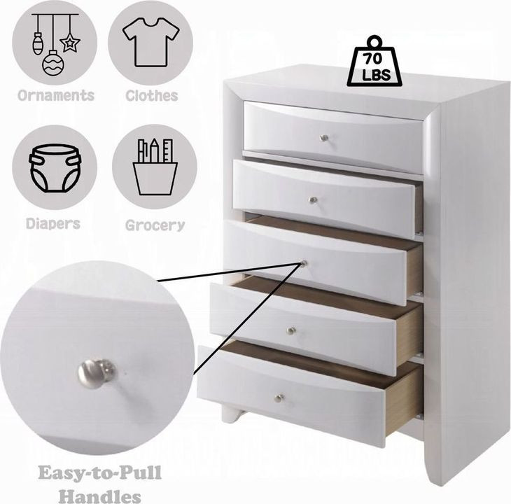 Ireland White 5 Drawer Chest