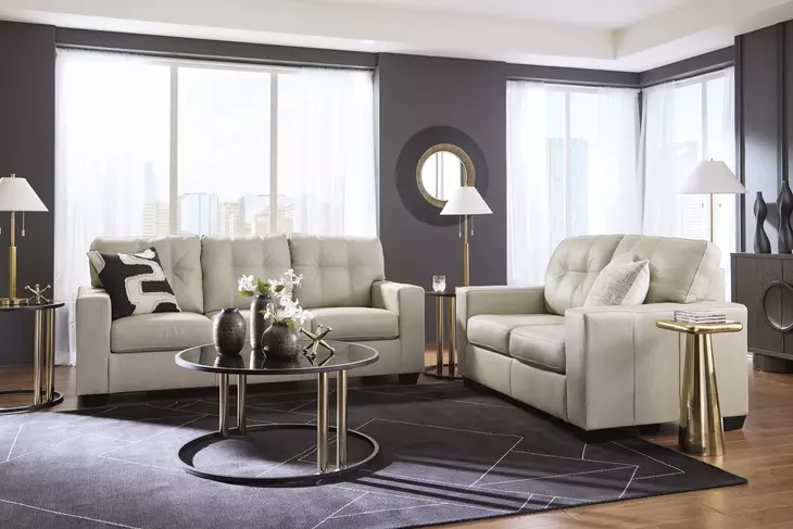 Santorine Bone Leather 62" Loveseat