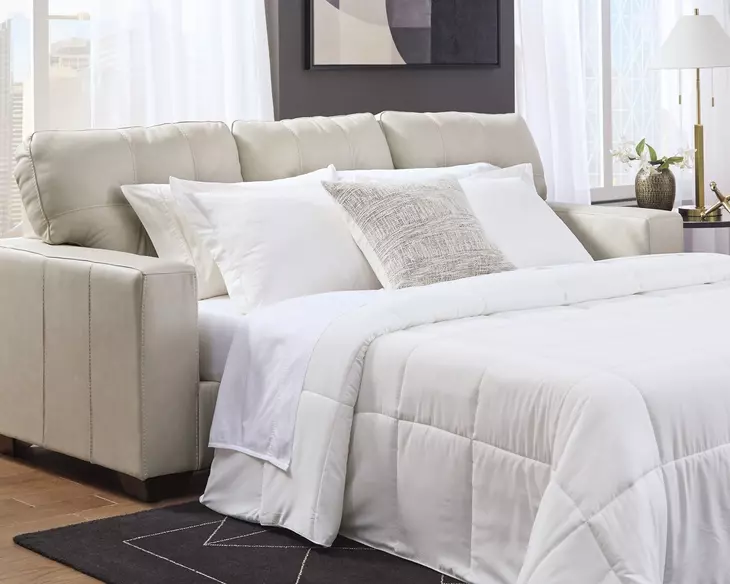 Santorine Bone Leather 85" Sofa Sleeper