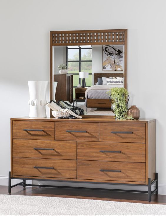 Midland Warm Amber Rectangular Dresser Mirror