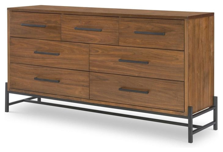Midland Warm Amber and Matte Black 7 Drawer Dresser