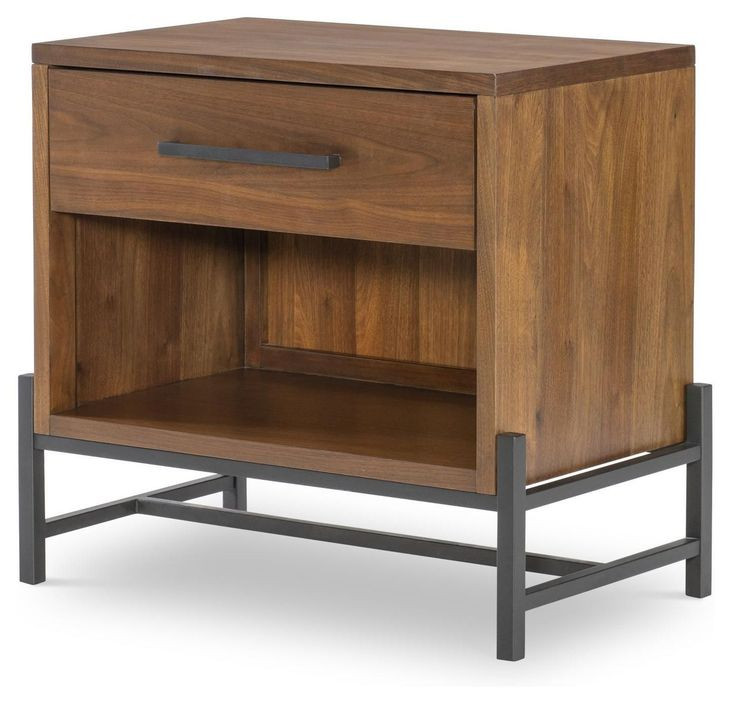 Midland Warm Amber 1 Drawer Nightstand with USB Charging and LED