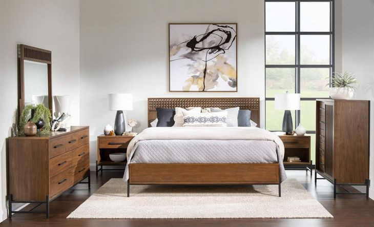 Midland Warm Amber Panel Bedroom Set