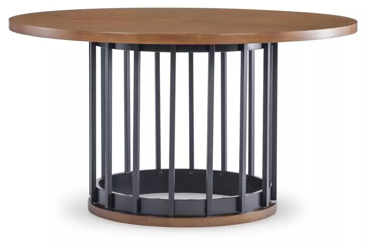 Midland Warm Amber and Matte Black 54" Round Dining Table