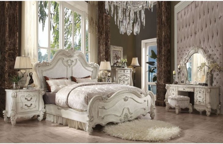 Versailles Bone White Queen Panel Bed From Acme Furniture