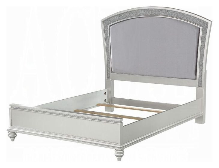Maverick Gray and Platinum King Upholstered Panel Bed