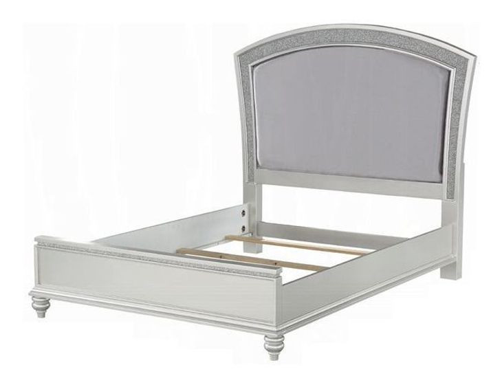 Maverick Gray and Platinum Queen Upholstered Panel Bed