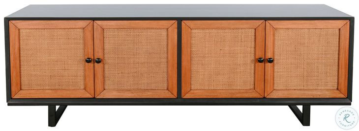 Whimora Black Modern 4 Door Accent Cabinet