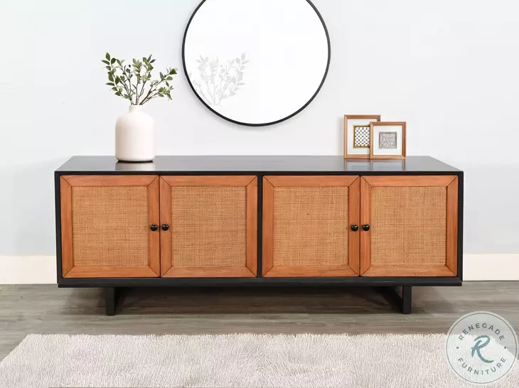 Whimora Black Modern 4 Door Accent Cabinet