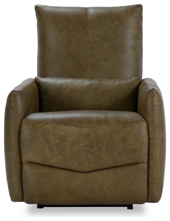 Thaya Earth Brown Leather Power Recliner with USB Charging